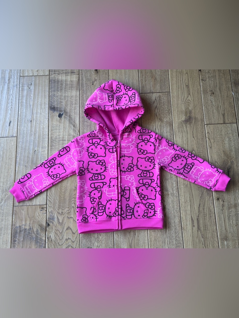 Hello Kitty by Sanrio Pink Hooded Full Zip Sweatshirt size 4T